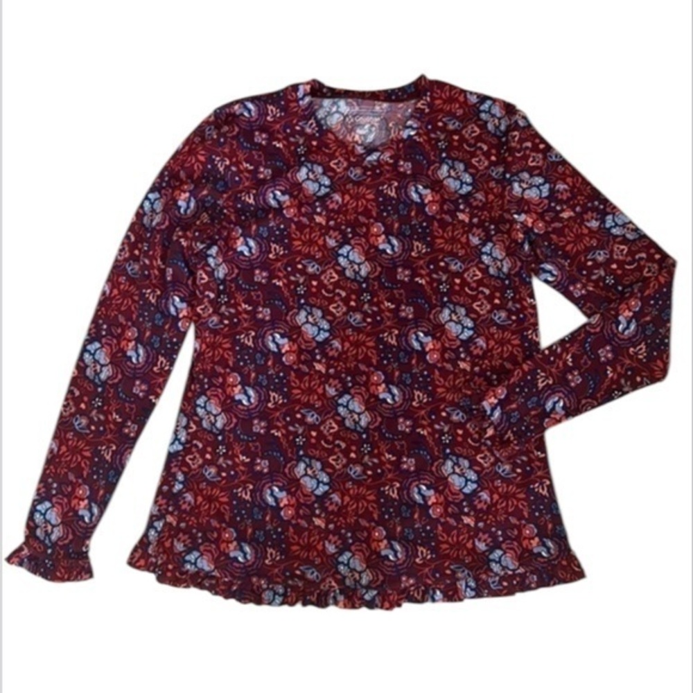 Coolibar swim UPF 50+ size large floral ruffle trim shirt top